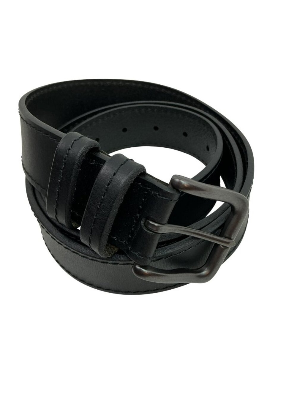 New Wrangler Genuine Full Grain Leather Belt Mens 44/110 Black With Gunmetal Hea
